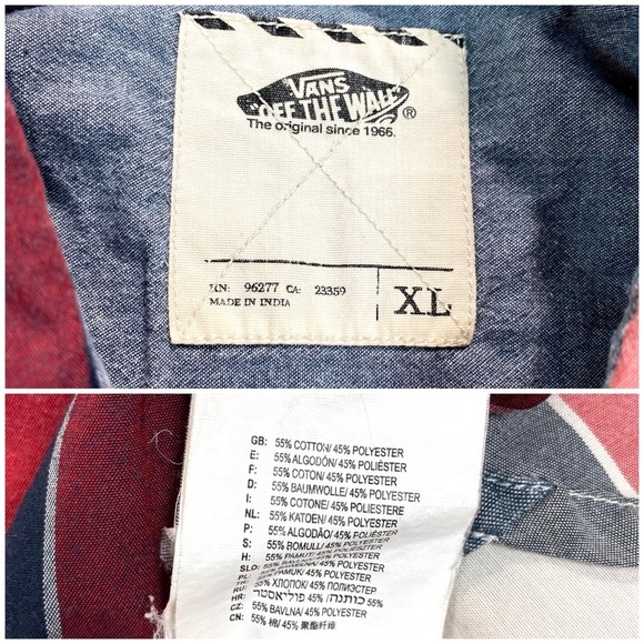 VANS Window Plaid Cotton Short Sleeve Button Up Shirt in Red With Blue Size XL - Picture 5 of 8